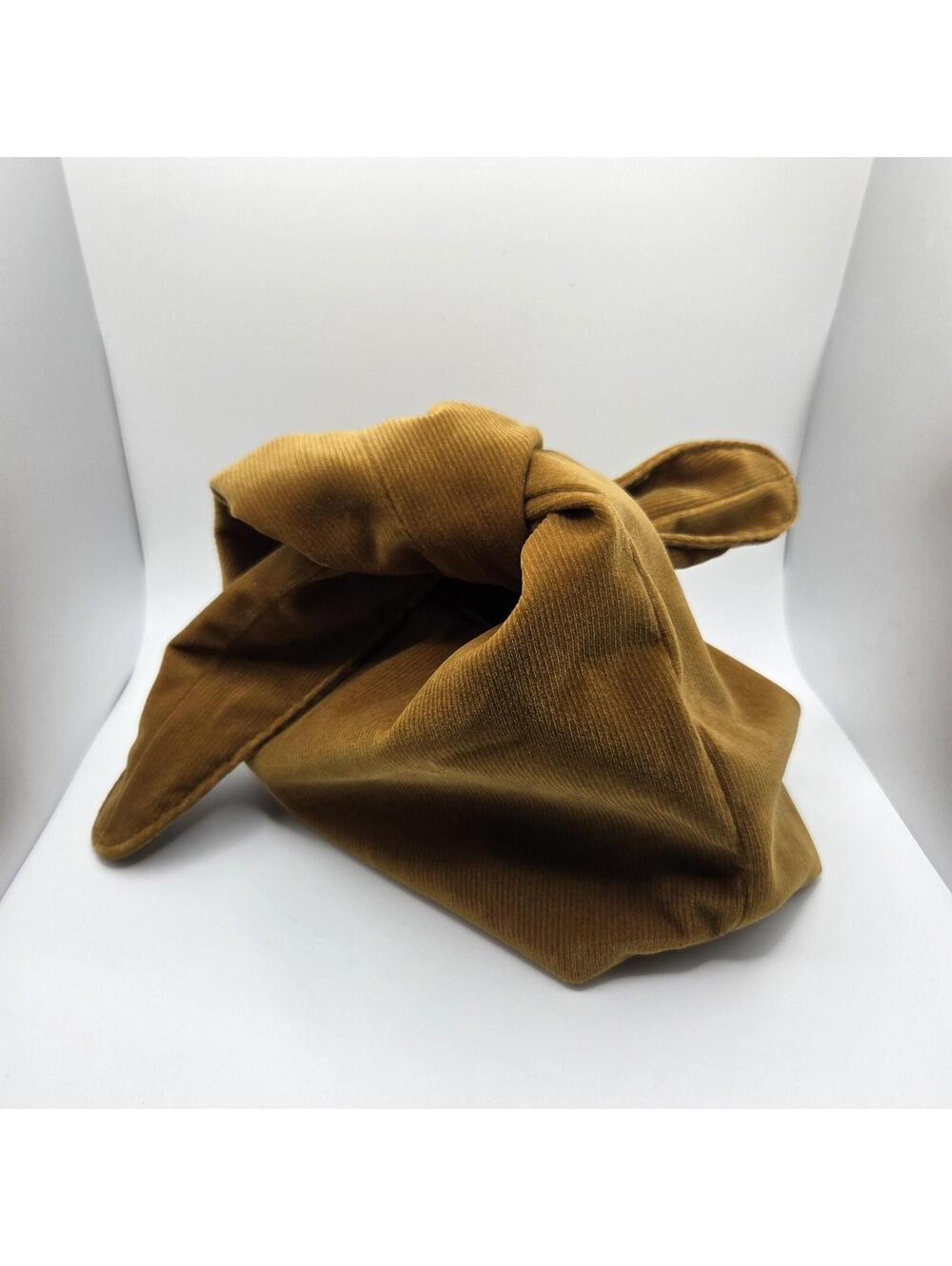 Merit Beauty Signature Bag Mustard Yellow Corduroy Knot Tie Top Cosmetic Pouch